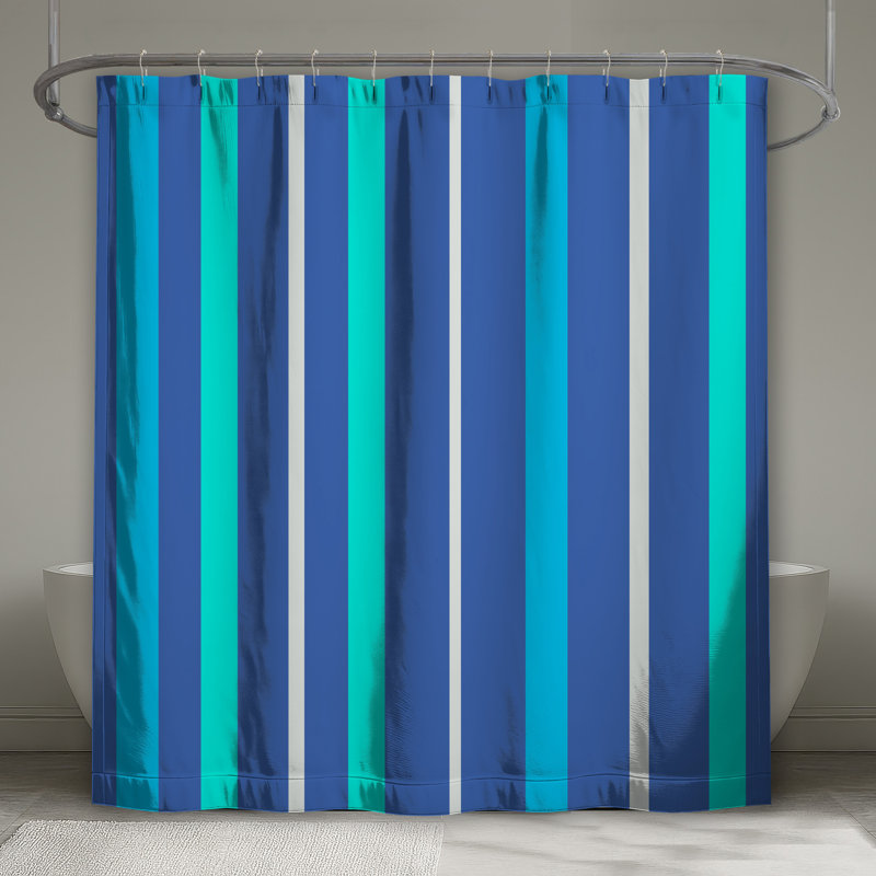 Rideaux de douche à rayures bleues extra longues, L 70 po x H 72 po