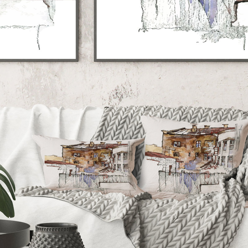 Coussin décoratif rétro S croquis de la vieille Europe II