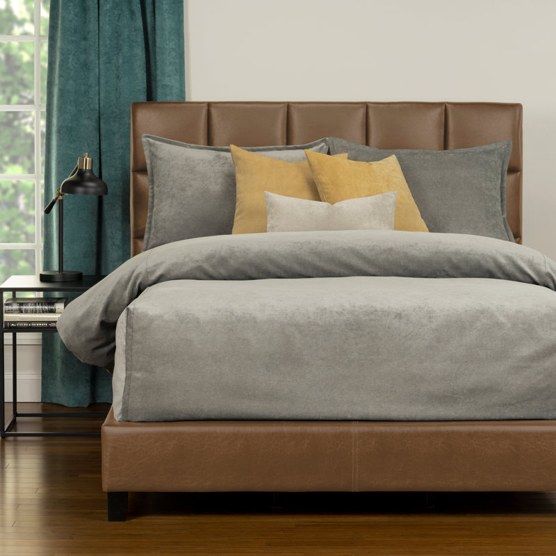 Mixology Velvet Bed Cap Comforter Set with Sewn Corners, Full, Smoke