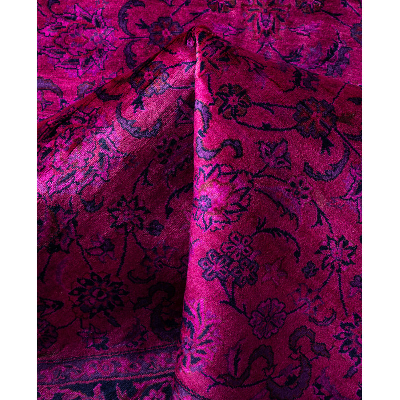 Overdyed Hand-Knotted Wool Modern-Contemporary Purple Area Rug 6' 1" x 6' 1"