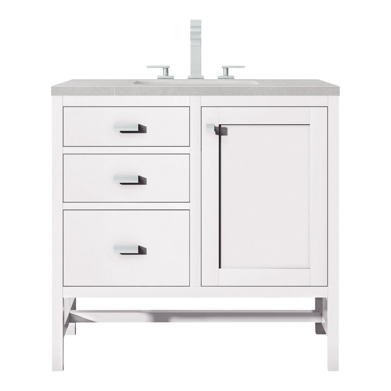 Addison 36'' W Vanity, Carrara White, 8" Widespread, Glossy White