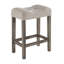 Ensemble de table de pub 5 pièces à hauteur de comptoir 36 po avec tabourets en lin blanc crème touffeté
