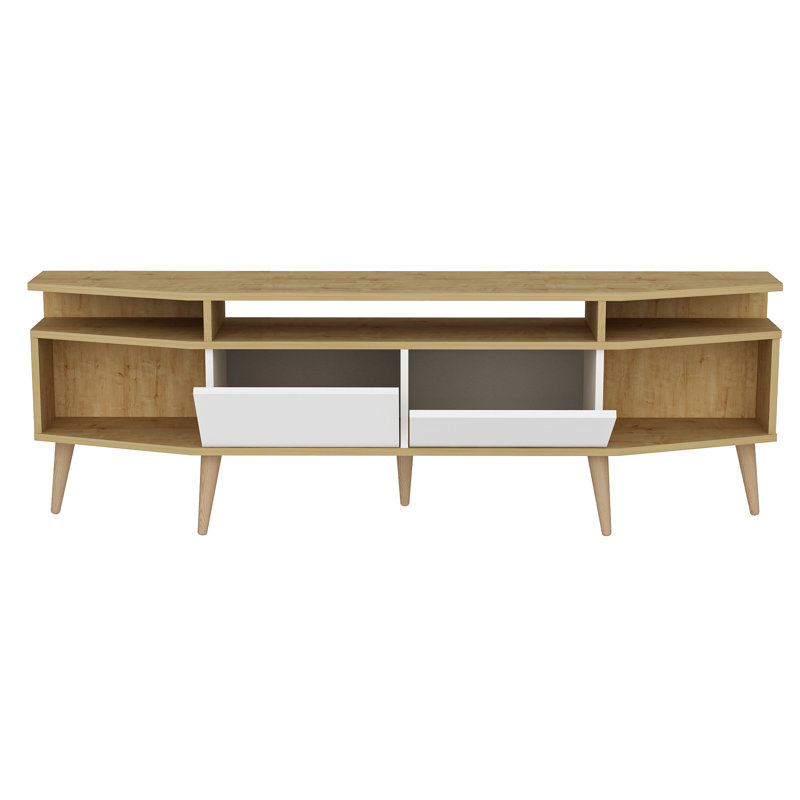 71" Media Console For Tvs Up To 80", Chêne saphir / blanc