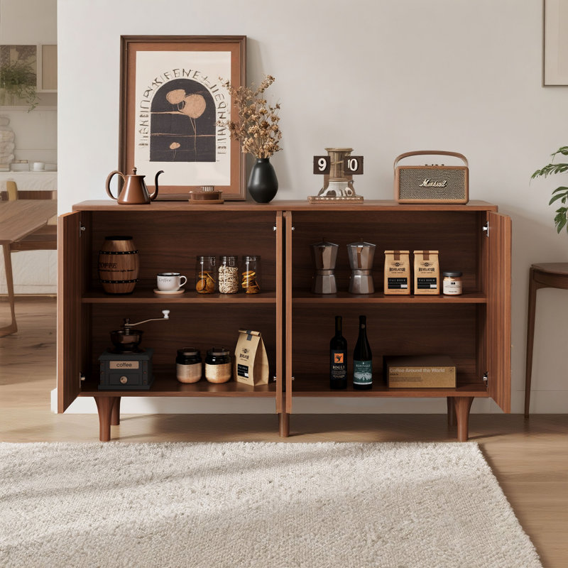 Buffet de 63 po avec rangement, armoire arquée avec tablettes réglables, crédence pour le salon, le vestibule, la cuisine
