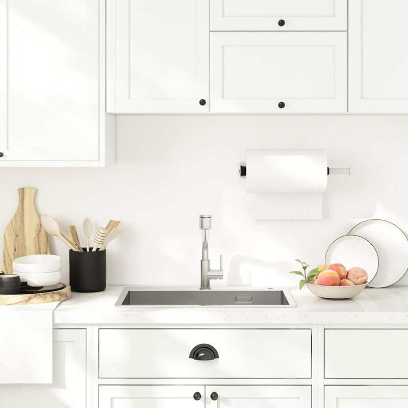 Porte-serviettes mural en acier inoxydable, Blanc