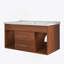 Meuble-lavabo simple de style moderne Mid-Century avec lavabo encastré intégré, offrant un rangement intelligent et un style intemporel pour votre salle de bain