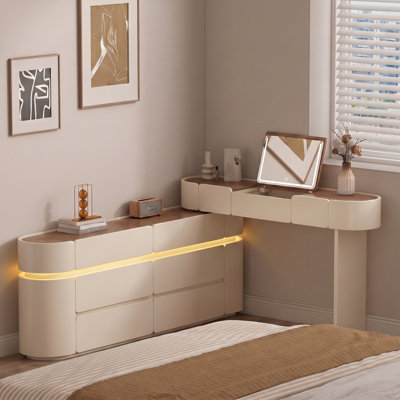 Meuble-lavabo moderne à rallonge pour femmes et filles avec miroir à DEL à intensité variable