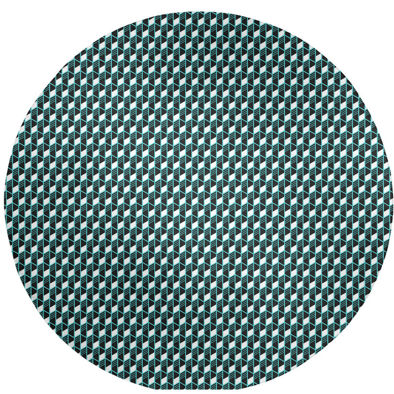 Tapis de zone bleu géométrique classic, Rond 5 pi