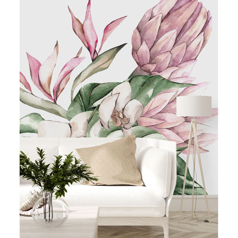 Floral Wall Mural, 100" W x 100" L