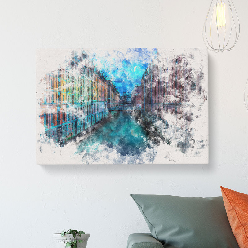 Canal Through Hamburg - Wrapped Canvas, 35cm H x 50cm W x 3cm D