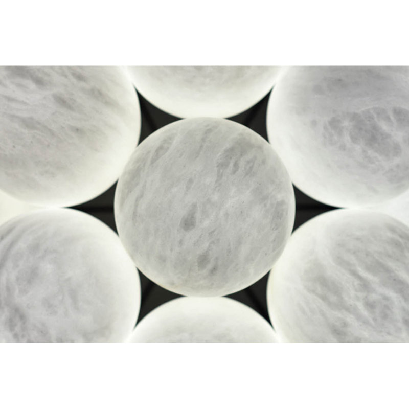 9 - Light Sphere Chandelier, Black, 24" H x 36" W x 36" D, Burnished Brass