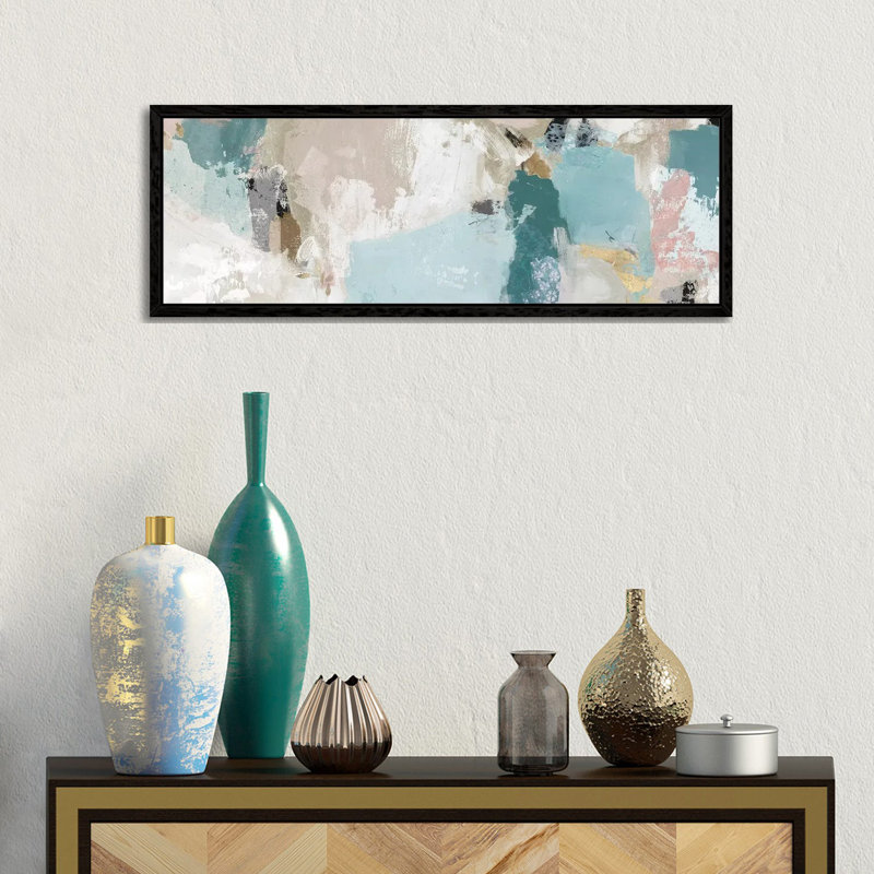 Abstract Dream II by Isabelle Z - Panoramic Painting on Canvas, Black Framed, 30.48 cm H x 91.44 cm W