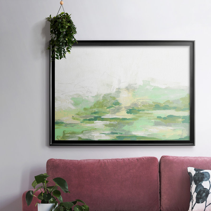 Green Mist Vista II, reproduction d'art sur toile, H 30 po x l 44 po x P 1,5 po, Toile encadrée noire à coins fermés