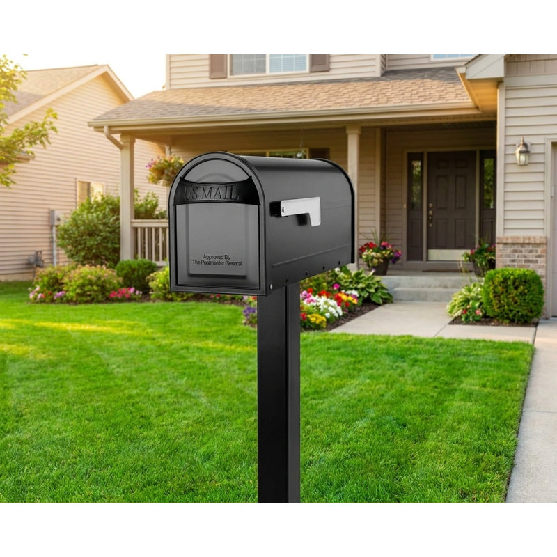 Pillar-style mailbox, medium size, classic black.