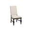 Table de salle à manger extensible en chêne foncé avec 4 chaises d'appoint et revêtement en tissu texturé pour 4 tables