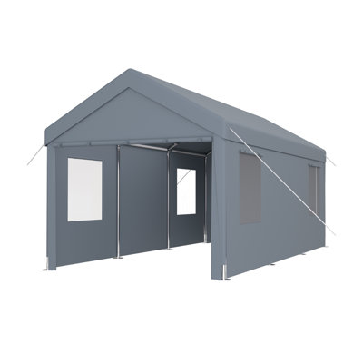 Carport 10' x 20' Portable Garage, Heavy Duty Car Port Canopy with 2 Roll-up Doors & 4 Ventilated Windows for Car, Truck, Boat, Garden
