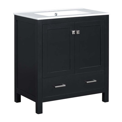 Meuble-lavabo noir 30 po avec lavabo simple