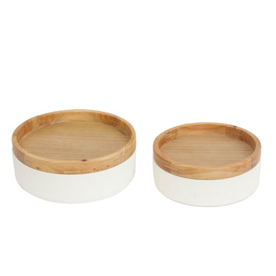 VIP Metal 11 in. White Round Canisters with Top Set of 2
