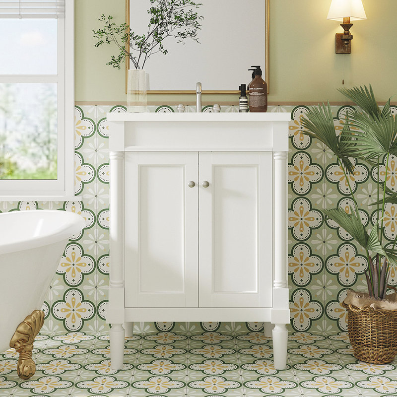 Meuble-lavabo simple 24,01 avec comptoir, Blanc
