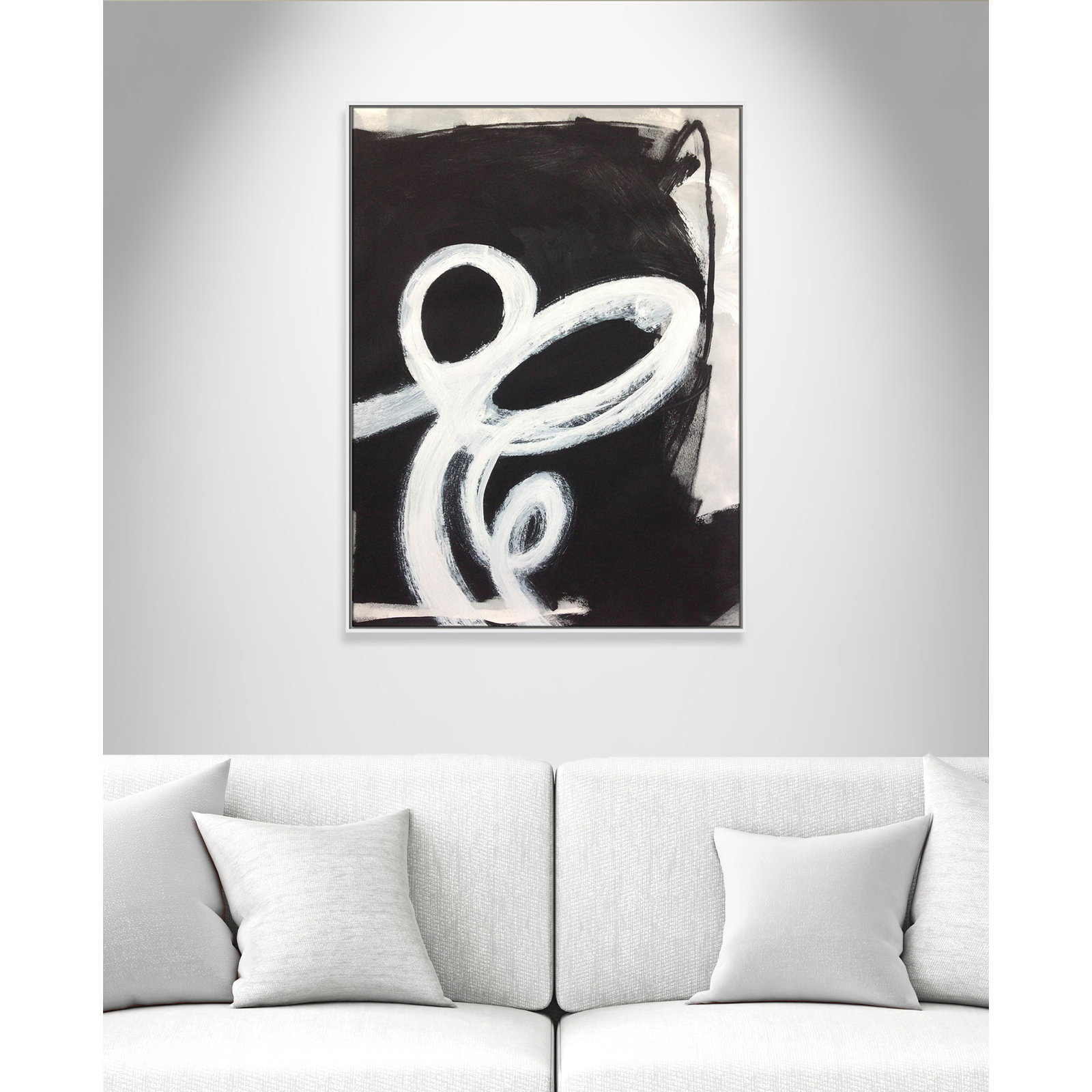 Bronte "Swirly Swirls II" Print, White Floater Framed, No Mat, 49.5" H x 37.5" W x 2" D