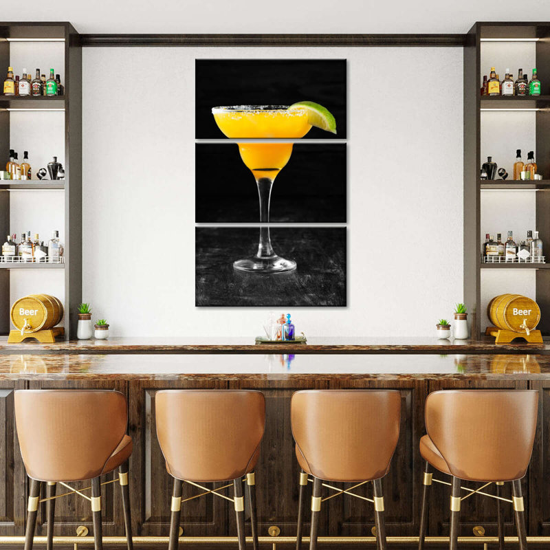 «Cocktail Mango Cocktail», ensemble de 3 pièces sur toile par SodaPopArt, H 57 po x l 36 po x P 1,25 po