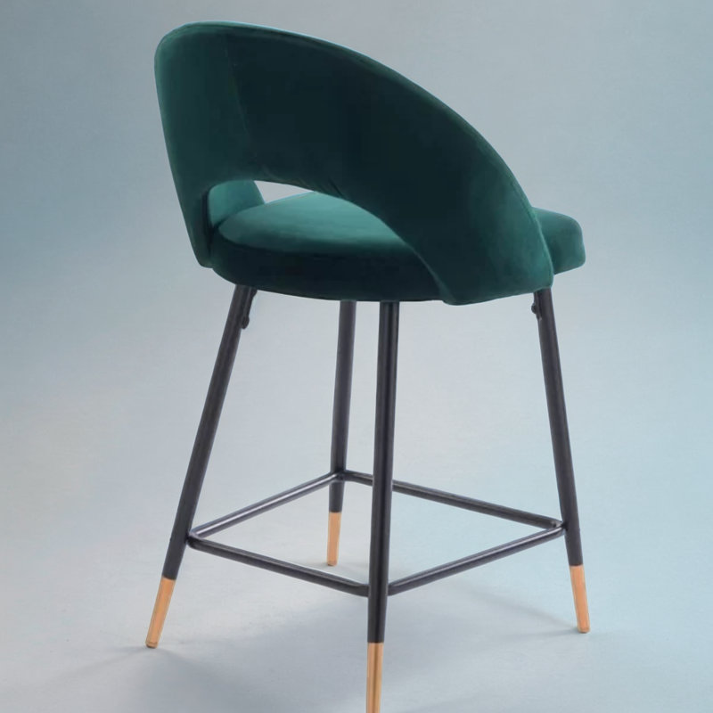 Tabouret de comptoir en velours Rebecca, Vert