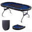 Table de poker pliable pour 10 joueurs, table de poker Blackjack Texas Holdem avec rails rembourrés et porte-gobelets en acier inoxydable, table de jeu de cartes pliante portative, table de jeu ovale de 84 po