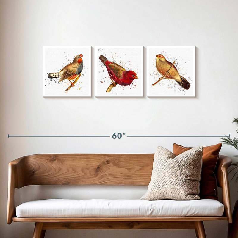 «Tiny Birds», reproduction sur toile, H 15 po x l 47 po x P 1,25 po