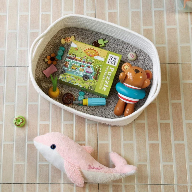 Panier de rangement en corde de coton avec panier tressé pour bébé