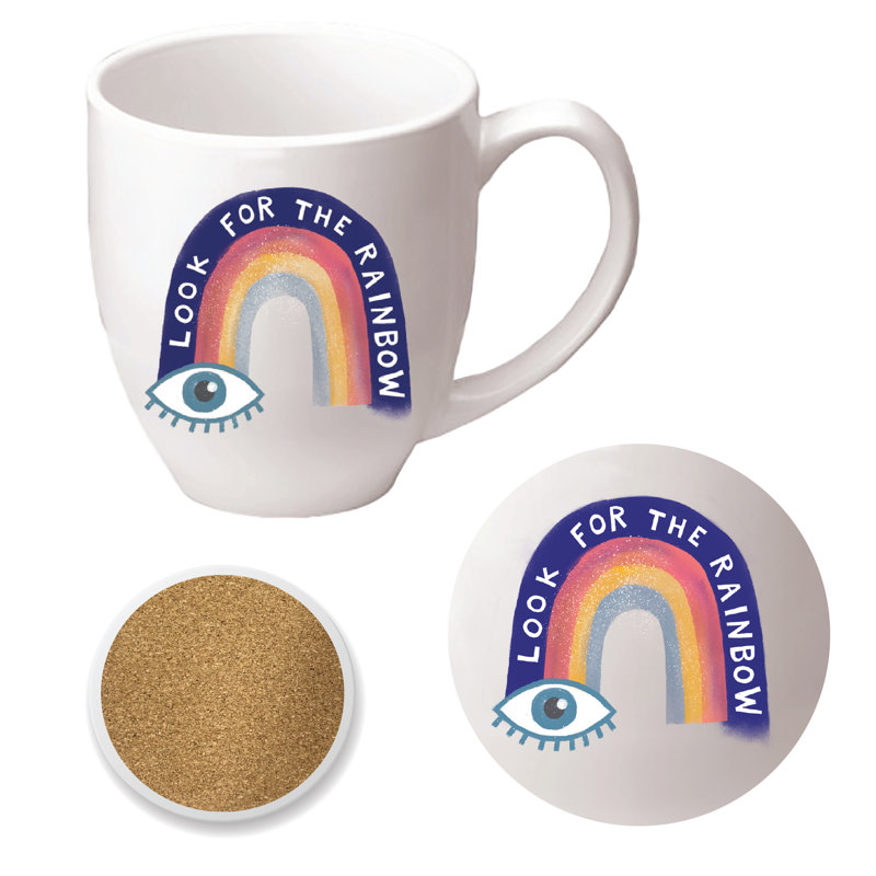 Ensemble de 16 tasses et sous-verres Look For the Rainbow