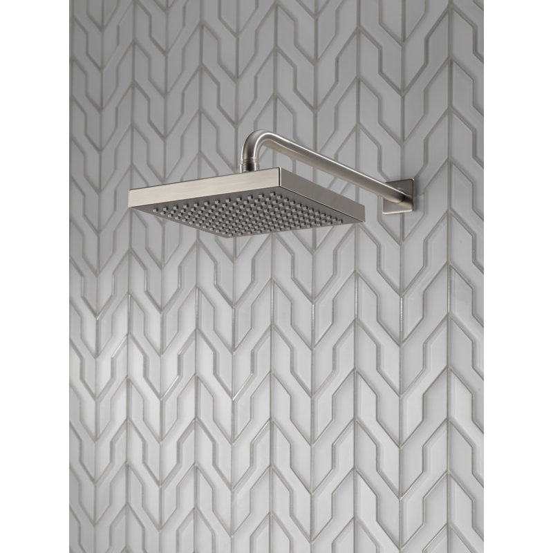 Universal Showering Components Square Single-Spray Rain Shower Head, Rainfall Shower Head 2.5 GPM, Stainless