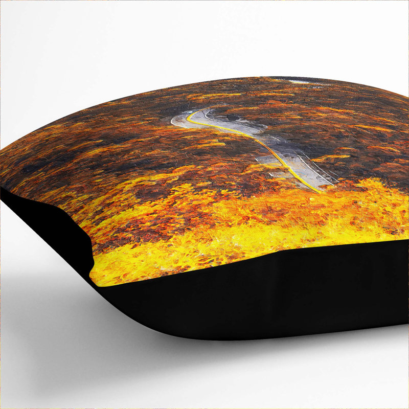 Driving Through A Forest In Brazil Square Throw Cushion, 40cm H x 40cm W x 15cm D, Black