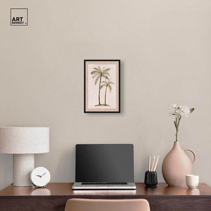 «Watercolor Palms III», impression sur toile, art bohème côtier par Art Remedy, cadre noir, 10 x 15, H 16 po x l 11 po