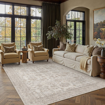 Tapis lavable rétro Adelyn avec envers antidérapant