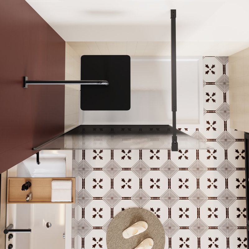 34 In W X 72 H Fixed Shower Door, Black Gradient Tempered Glass, Stainless Steel Rod, Easy To Install, , Stain - , Lightweight Aluminum Support, Visual Effect, Right Left Sliding Option 31.5" 72"