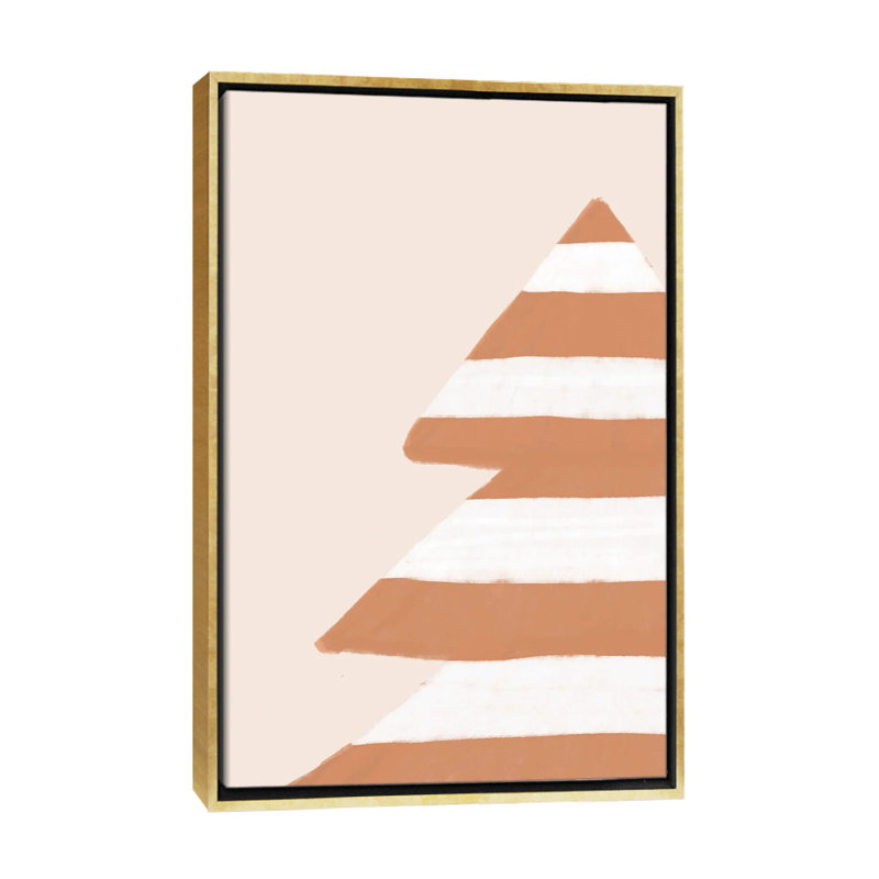 "Stripey Xmas Tree" par Orara studio, reproduction d’art, H 60 po x l 40po x P 1,5 po, Toile encadrée d'or, Pas de tapis