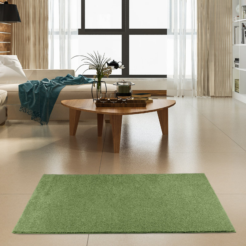 Modern Plush Pet and Kids Friendly Solid Color Lime Green Area Rugs, Stain & Fade Resistance, Perfect for Living Room, Dining Room, Bedroom, Playroom and Kidsroom, Event, Wedding, Amberleigh Binded Rug