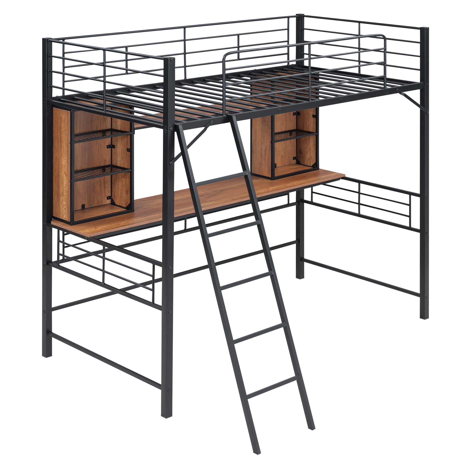 Mason & Marbles Clitheroe Loft Bed with Desk and Bookcase | Wayfair