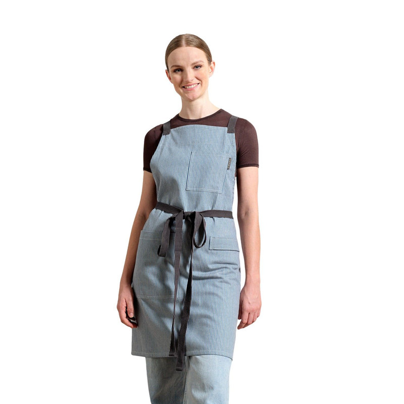 Crossback Apron, Pinstriped Blue