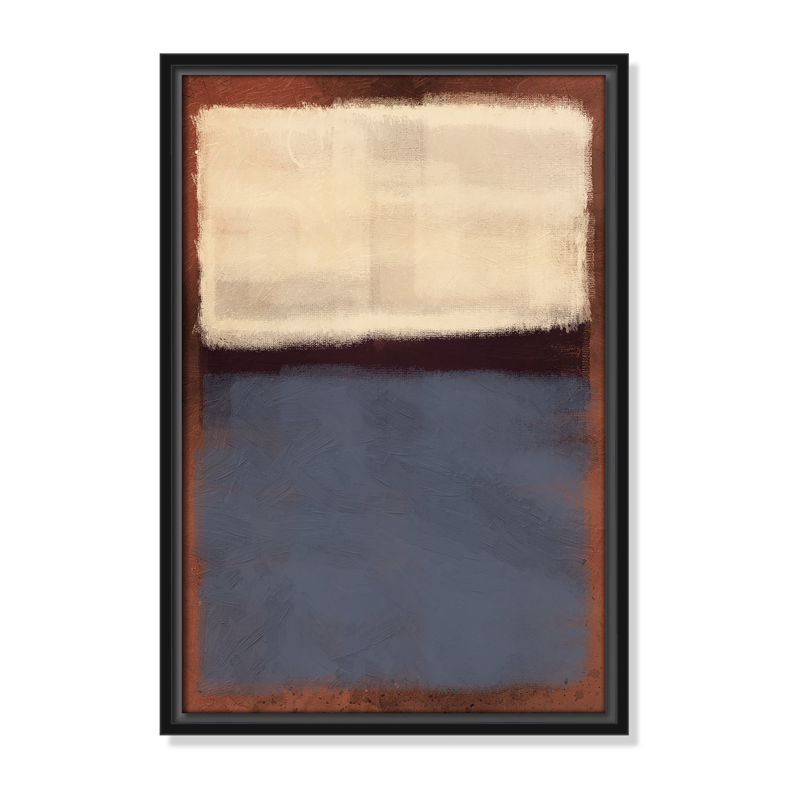 Alabaster Burst - Floater Frame Painting on Canvas, Black Framed, 19.5" H x 13.5" W x 2" D