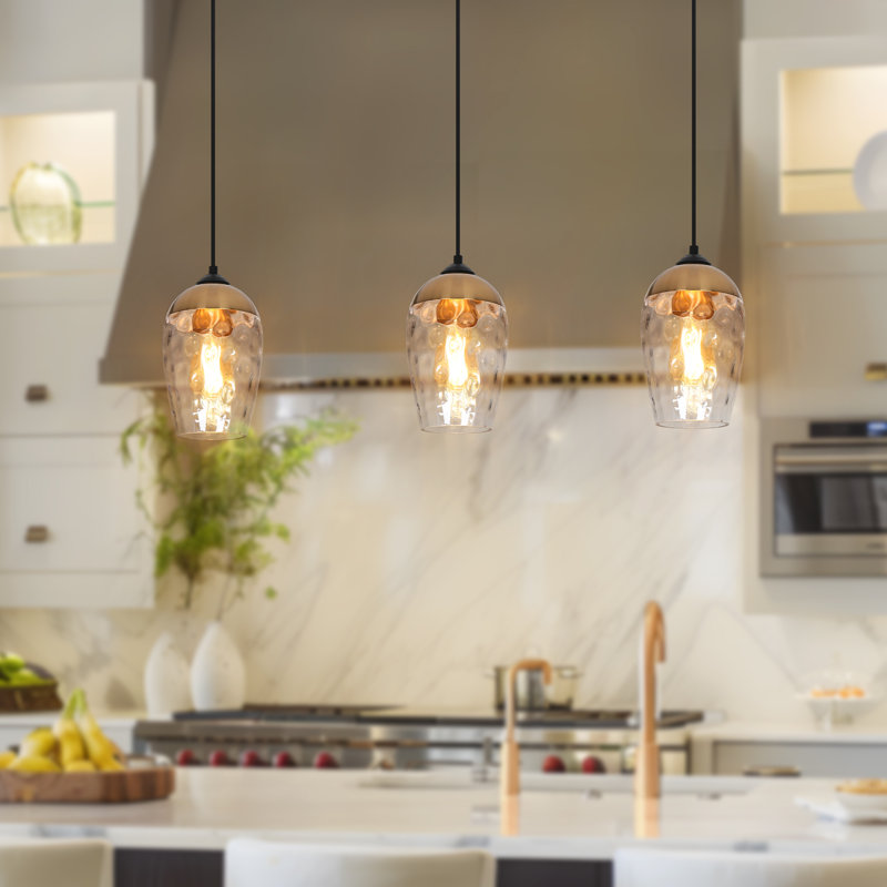 Hanshelmut 1-Light Single Shaded Kitchen Island Pendant(1-Set), Brass