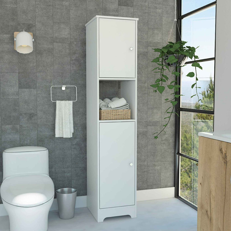 Ibis 14-inch Wide Linen Cabinet with Double Doors, 4 Interior Shelves, and 2 Cabinets, White