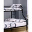 Lit simple superposé au dessus d'un lit double contemporain en métal avec finition angulaire noire pour la chambre à coucher