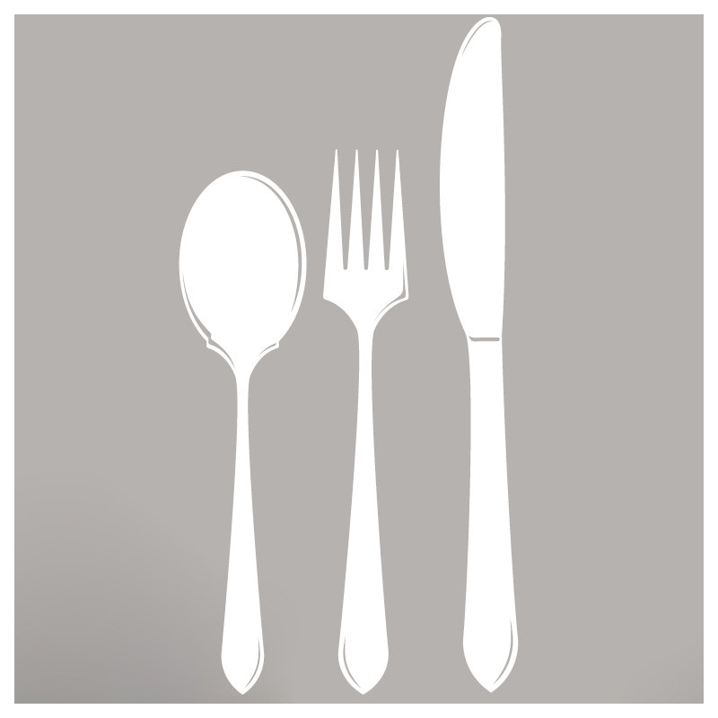 Adhésif décoratif cuillère fourchette, Blanc