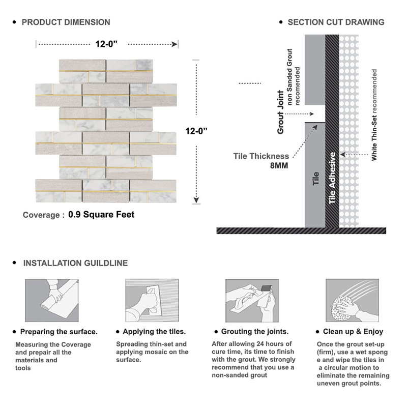 Backsplash Beveled Natural Stone Mosaic Pattern Wall Tile