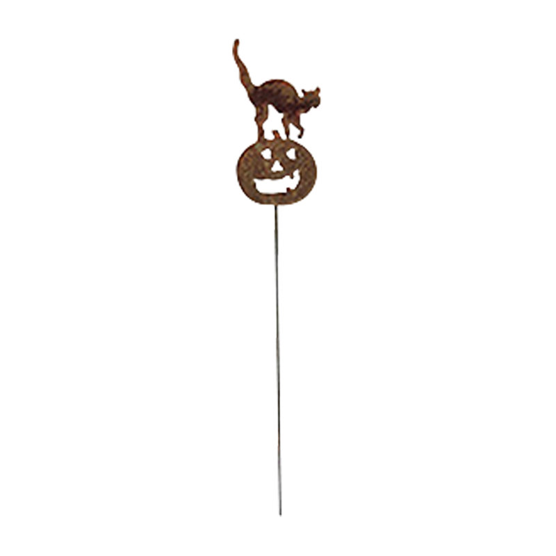 Cat & Pumpkin - Rusted Garden Stake