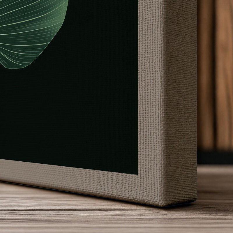 Tropical Leaf Study Botanical - Wrapped Canvas, 30x20 - 76.2 x 50.8 cm, Taupe Border
