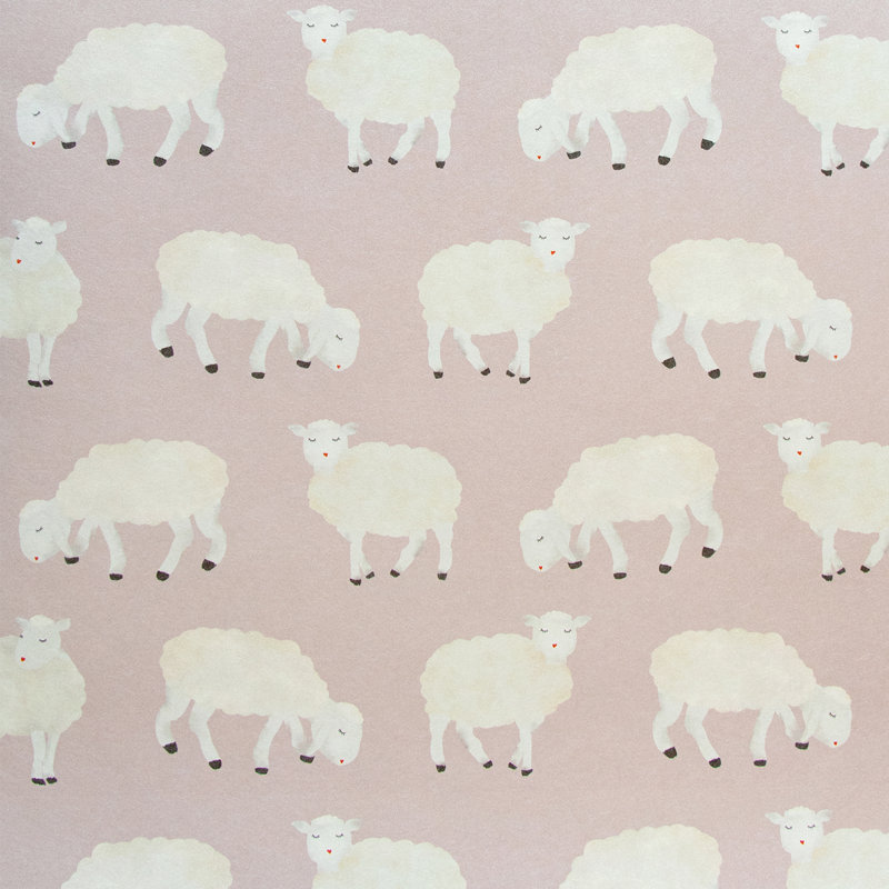 Detlef Smooth Glitter Sweet Sheep 10.05m x 53cm Wallpaper Roll, Rose