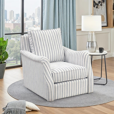 Chaise pivotante moderne et contemporaine de 31,5 po avec revêtement en tissu texturé, coussins réversibles et ressorts ensachés en mousse Badour