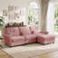 Canapé d'angle modulaire 3 places en forme de L de 250 cm de large avec pouf, revêtement moderne et traditionnel, coussin d'assise à bord froncé-711485517-711485519